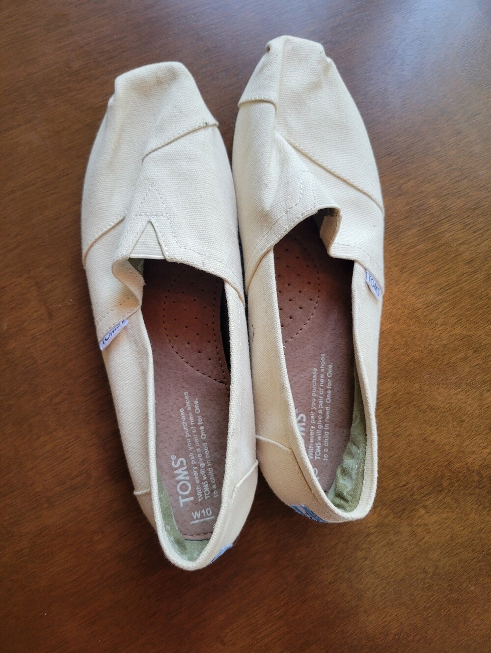 TOMS Alpargata Classic Slip On Shoes Women's Size 10 W10 Natural Cream Canvas